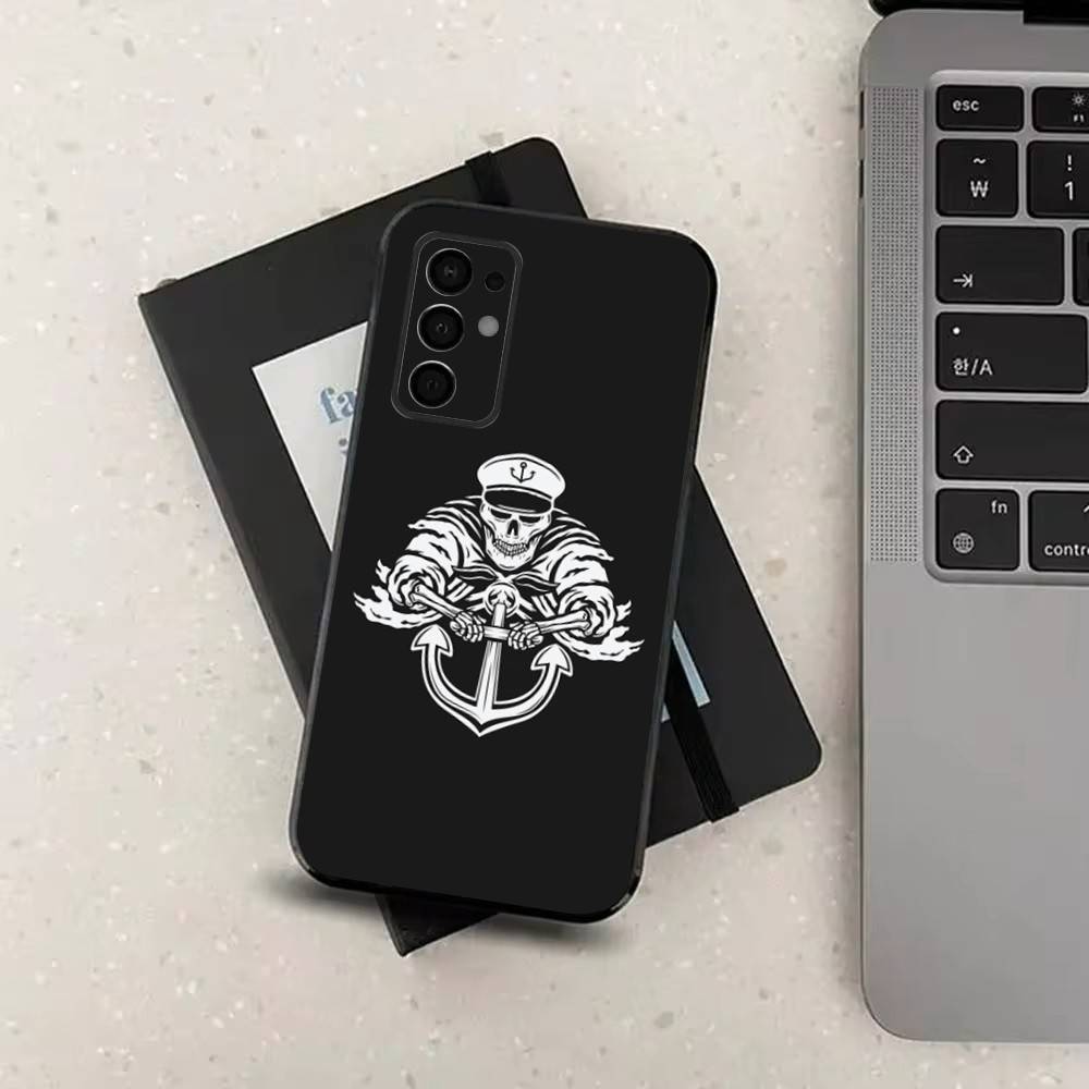 Ocean Anchor Sailing For Samsung Galaxy A53,31,52,72,41,22,73,32,71,Note,J7,8,9,5G Soft Black Silicone Phone Case