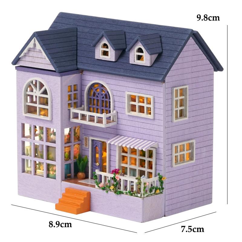 Diy Mini Wooden Dollhouse With Furniture Light Doll House Casa Assembly Model Pink Princess Villa Architecture Kit Toys Birthday