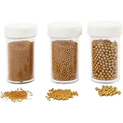 Sortiment Mini-Glasmurmeln - Gold - 0,6 bis 3 mm - 3 Stück