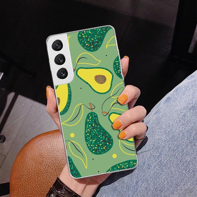 Cartoon Fruit Avocado Phnoe Case for Samsung Galaxy S26 S25 Edge S23 S24 Ultra S22 Plus S21 S20 FE Unique Cover Soft Coque Galax