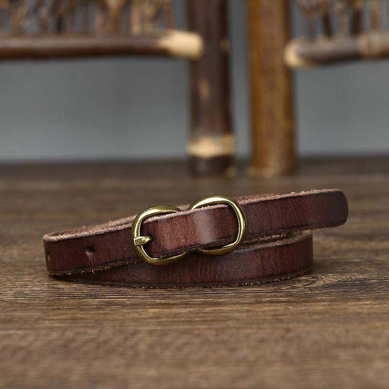 Curea decorativă subțire pentru damă, cataramă cu opt tipuri, cu haină, curea de femei din piele de vacă pură, cu tendințe de modă retro