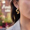 Yori Stainless Steel Three-layer Wave C-ring Streamlined Earrings Metal Geometric Accessories Bijoux Femme Fashion Jewelry