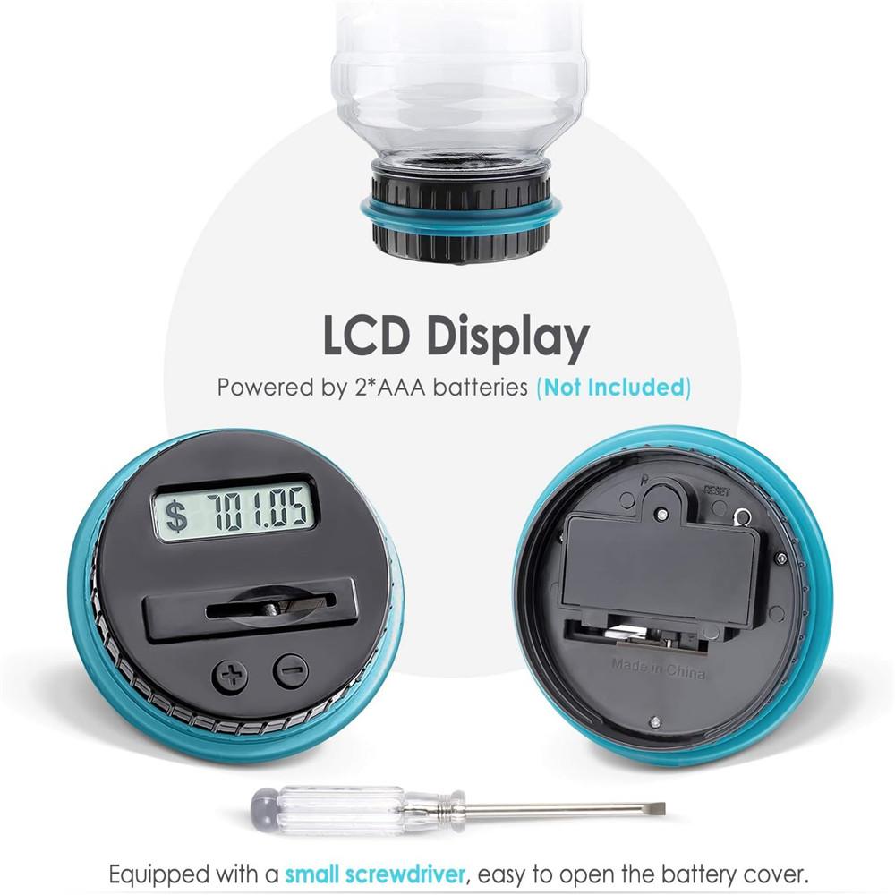 Digital LCD Counting Money Jar Electronic Piggy Bank Counter Coin Box Saving Coins Storage Box for USD EURO GBP Money Box Gifts