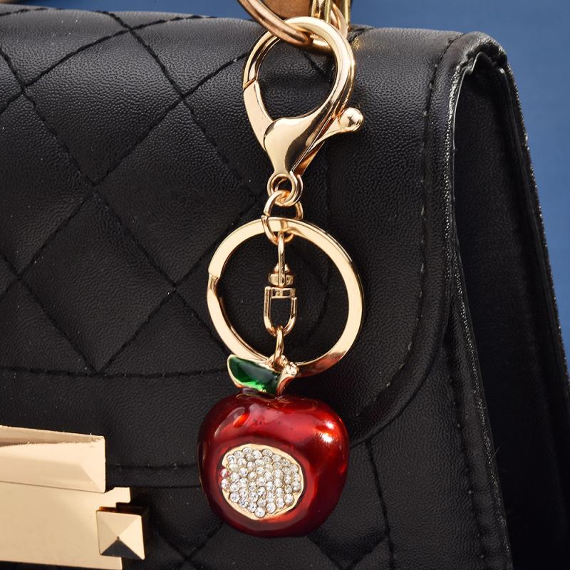 Delicious Fruit Peach Pendant Keychain Cute Persimmon Charm Keyring For Women Men Bag Decoration Ornament Accessories Gift