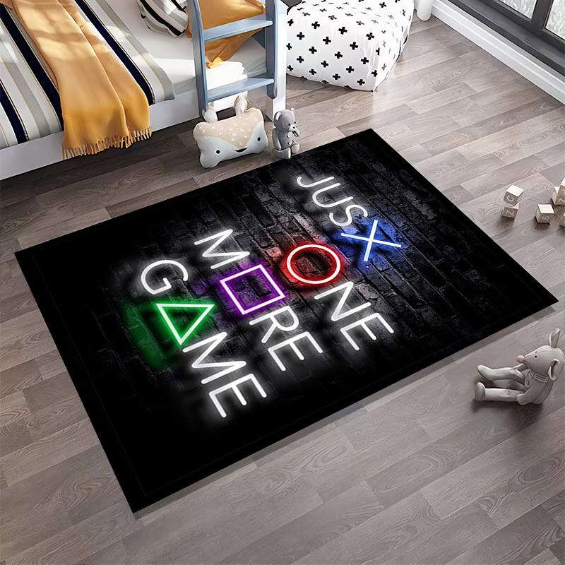 "Gaming Carpet with Neon Letter and Symbol Design Black Background" Suitable for use as an anti-slip for living room bedroom sofas