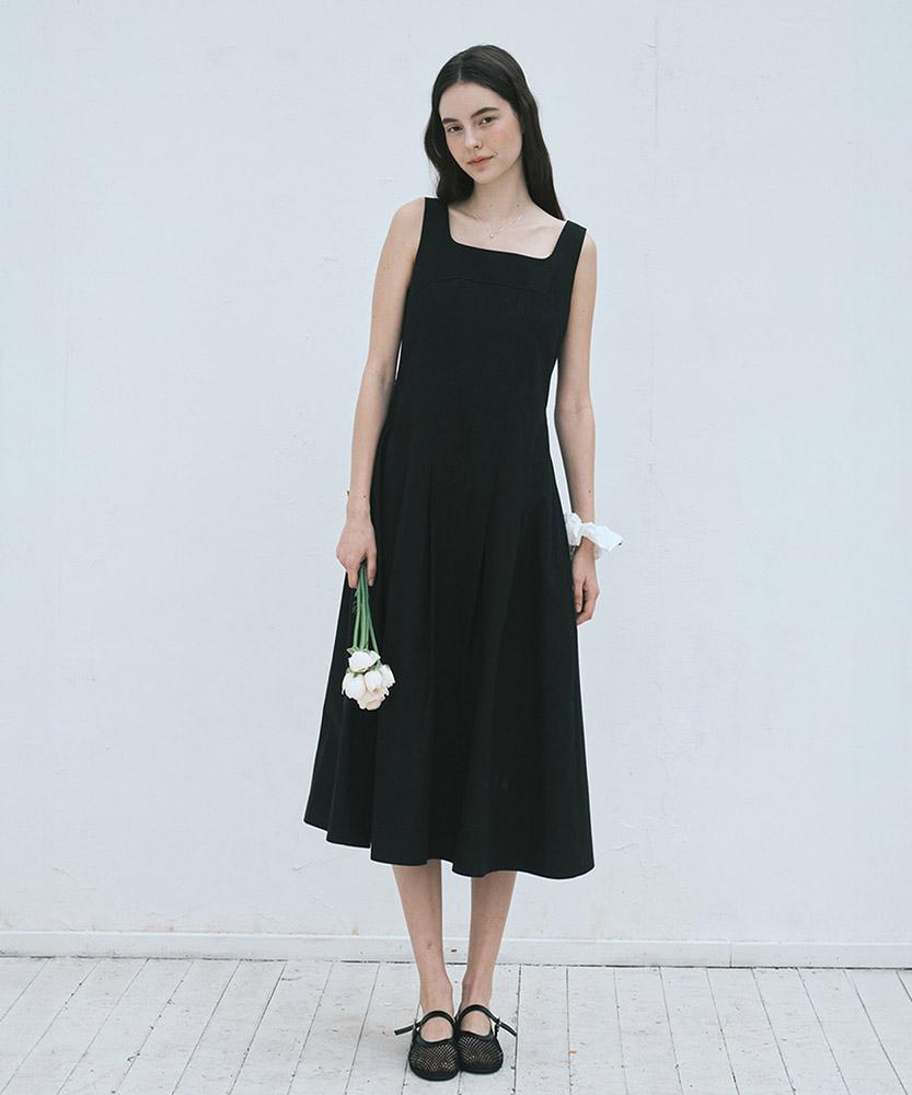 AAU Pleated Sleeveless Dress_Black