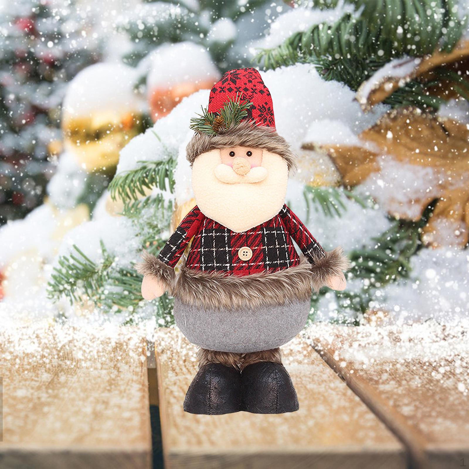 Christmas Ornament Table Fireplace Decoration Figurines Plush Santa Claus