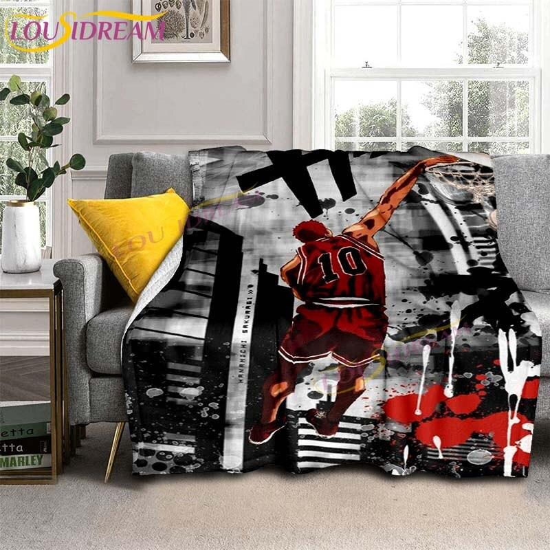 SLAM DUNK Blankets Slam Dunk Sakuraqi Flannel Blankets 3D Cartoon Throw Blankets for Bedroom Sofa Travel Camping Warm Blankets