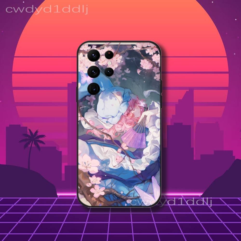 Saigyouji Y-Yuyuko Anime Phone Case For Samsung S10,S21,FE,S21 ,S26,S25,S24,S23,Ultra,S9,S22,Plus Black Shell Cover