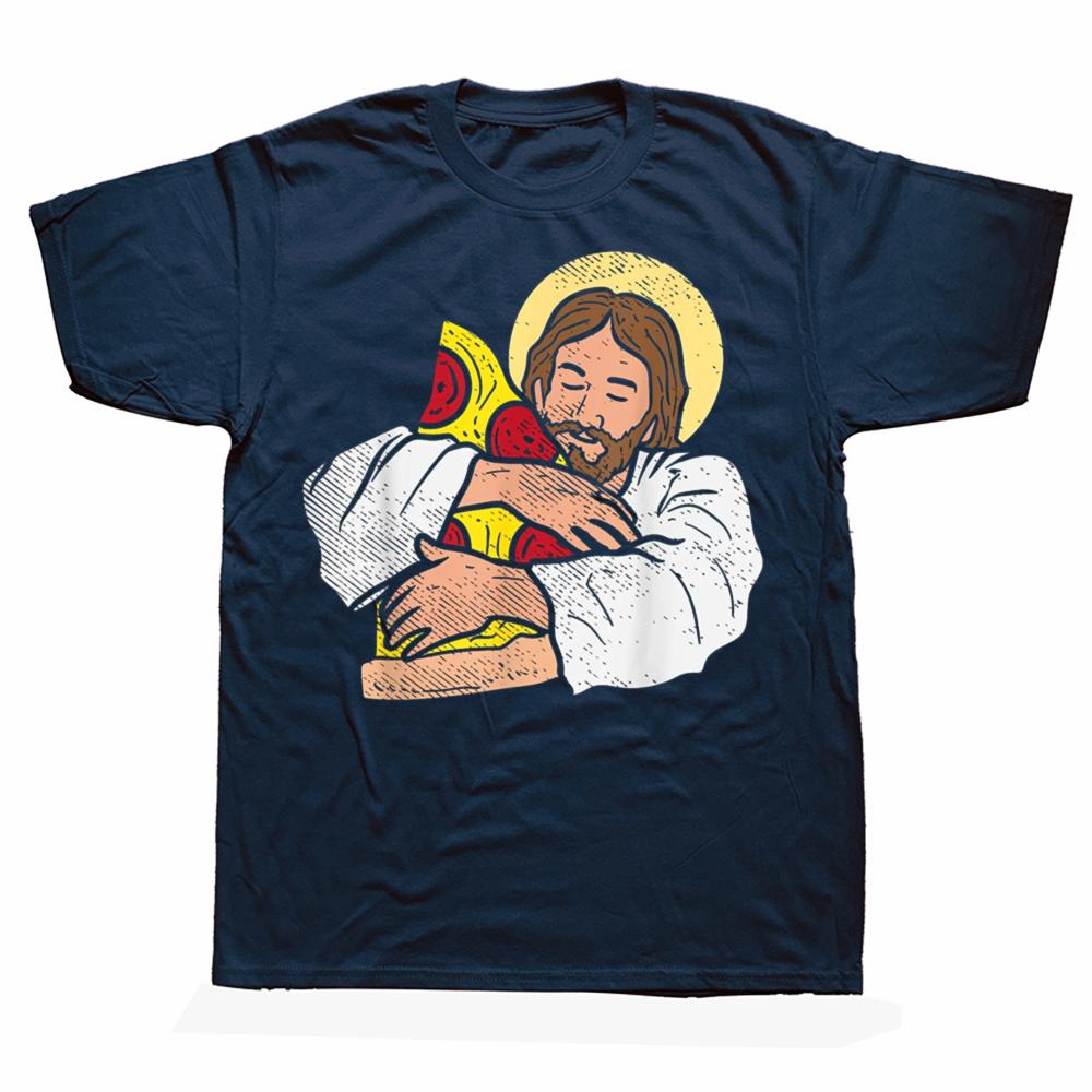 100% Cotton Food Lover Jesus Pizza Funny God Christ Snack Christian Gift T-Shirt MEN WOMEN UNISEX T Shirts