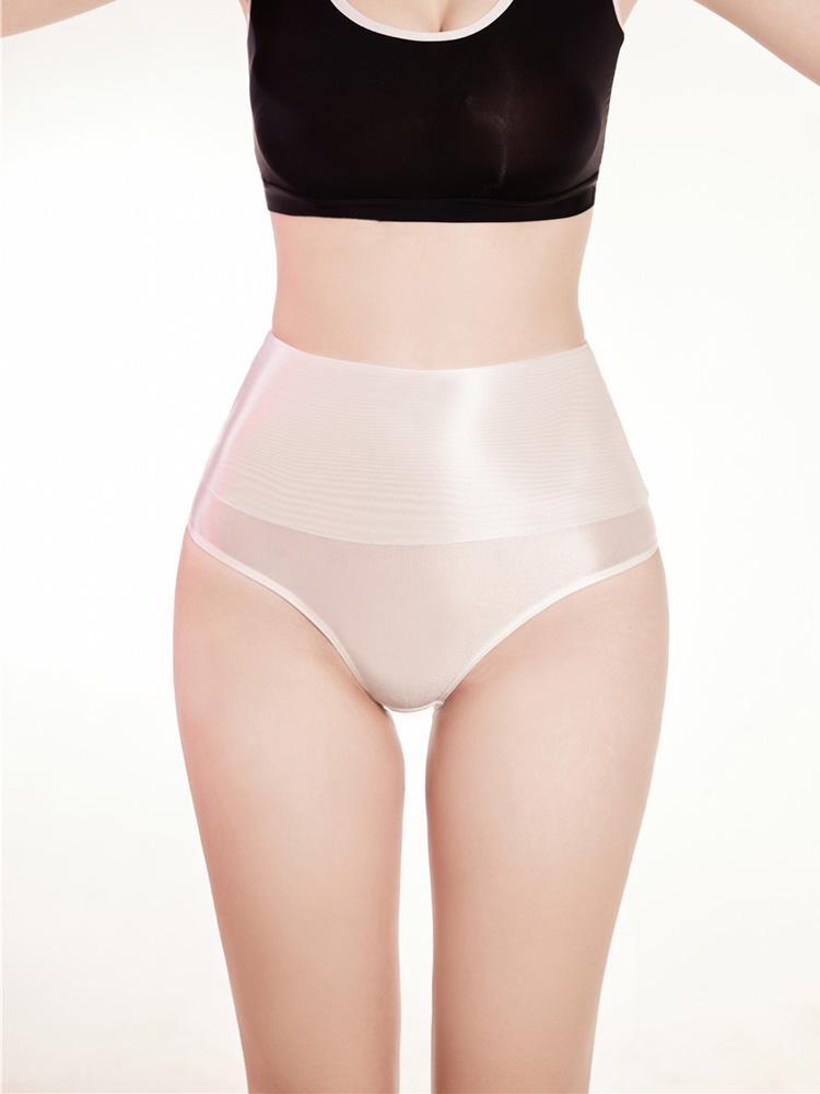 Sexy Sheer See Through High Waist Briefs Elastic Underwear Oil Glossy Shiny G-string Satin Smooth T-Back Push Up Hip Thong