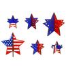 4th of July Wooden Star Ornaments Set of 6 - Patriotic Wood Table Decorations for Independence Day Party Theme