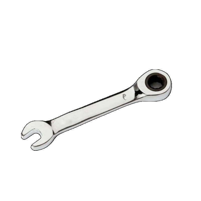 6/8/10/12/15mm CR-V Steel Stubby Ratcheting Combination Wrench Dual-use Reversible Spanner Mini Plum Blossom Hand Spanner