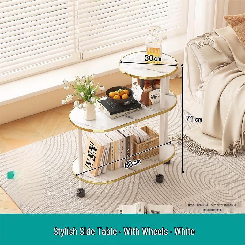 Nordic Solid Wood Rolling Sofa Side Table