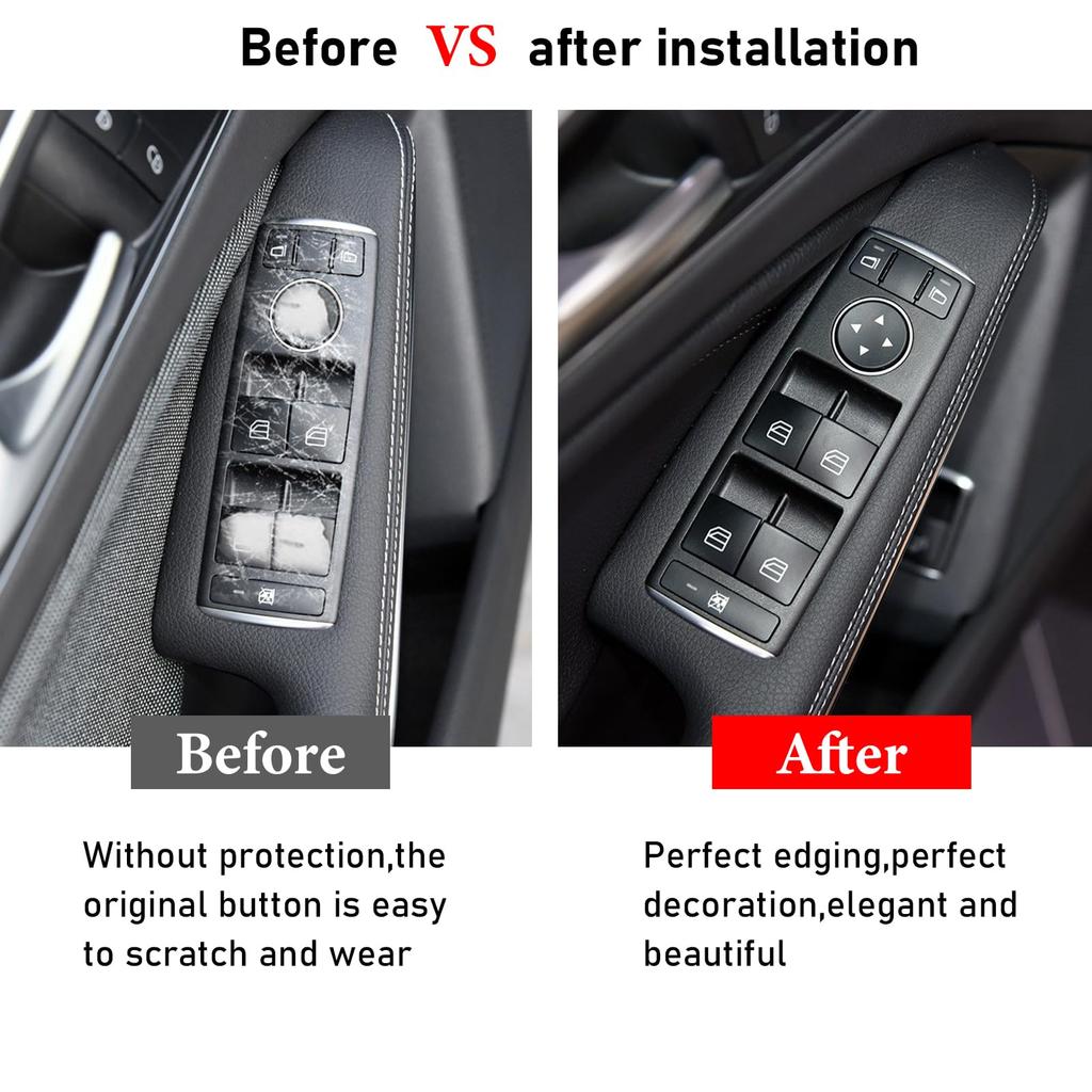 Moonlinks Inner Door Power Window Switch Button Cover Trim Sticker Replacement for Mercedes Benz