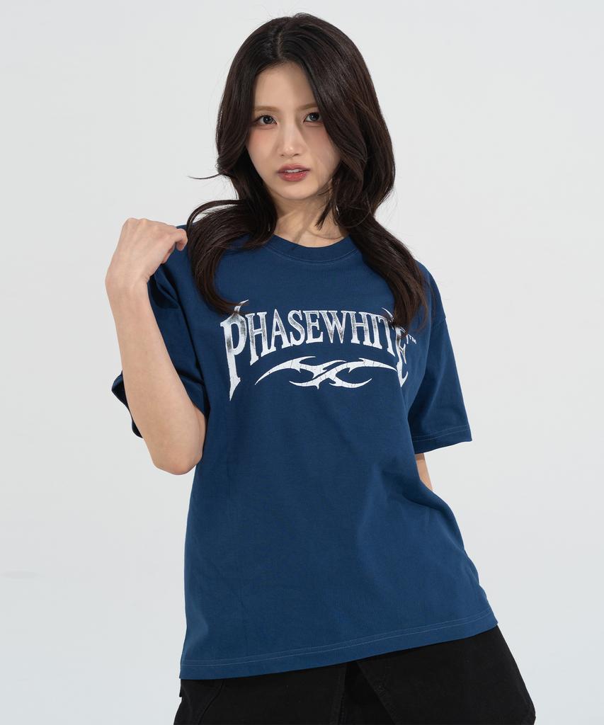 Peijeuhwaiteu [Phase_2] Vintage Chrome Logo Tee_Dark Blue / 8802026-St02