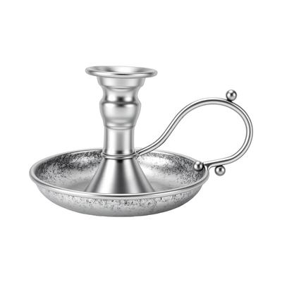 Handheld Taper Candle Holders with Handle and Drip Tray Vintage Aged Silver Iron Candlestick Holders Decorative