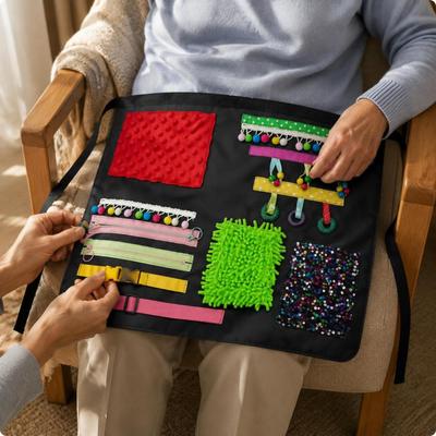 Elderly Sensory Apron Interactive Fidget Textured Care Product Black
