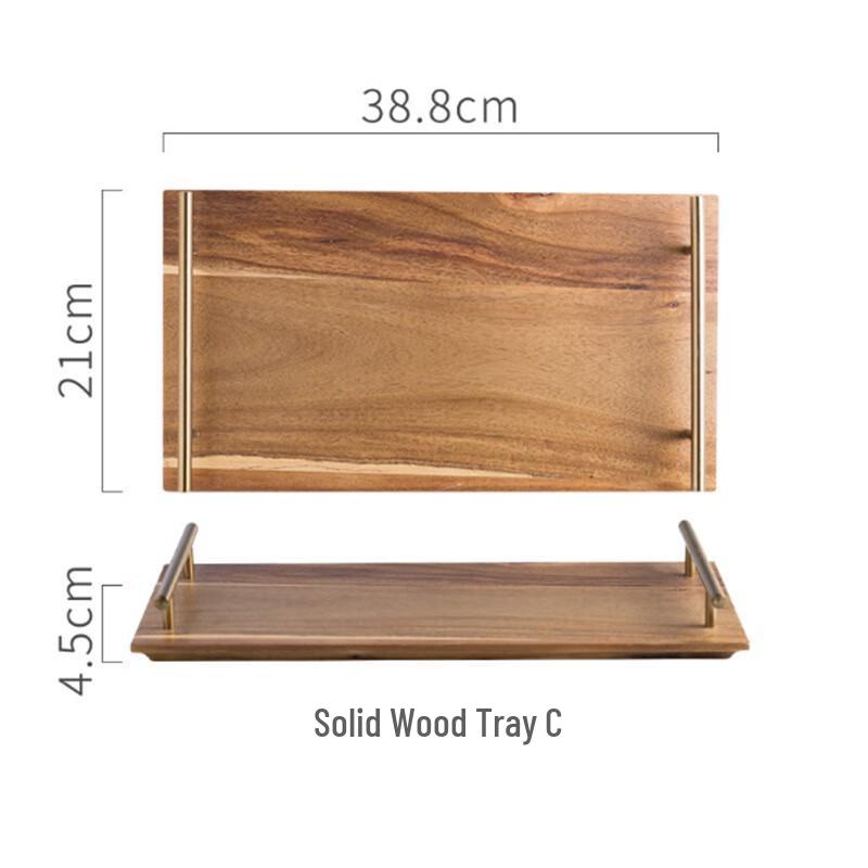 ZISIZ Large Acacia Style Dessert Display Stand with Copper Handle