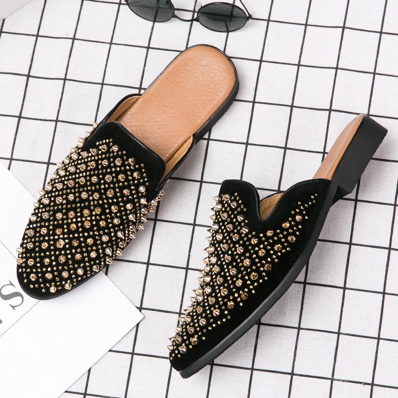 Fashion Size 38-47 Fashionable Men Half-drag Shoes British Casual Comfortable Business Office Brand Half-drag Shoes Elegant Shoes Men