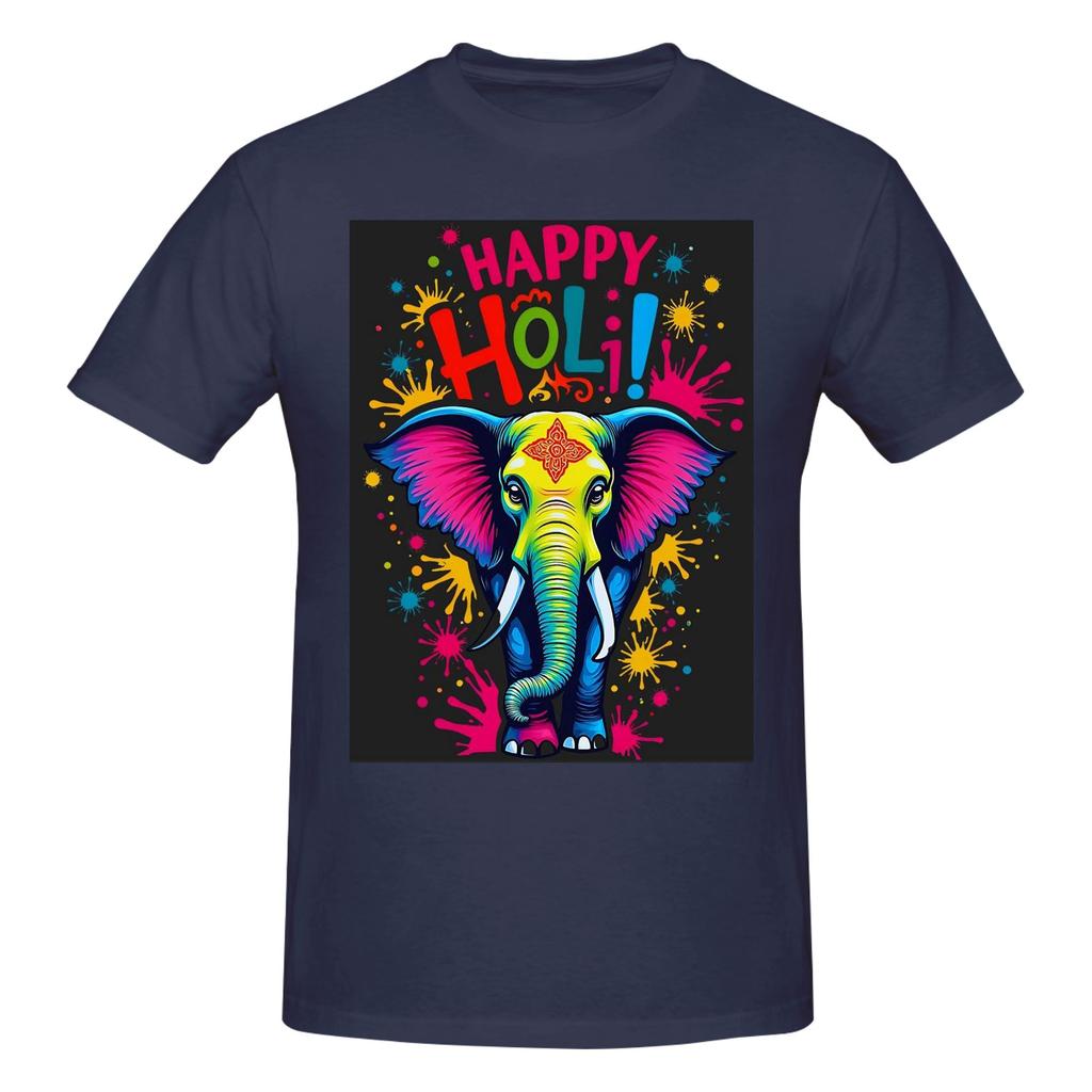 Happy Holi Festival India Color Elephant 100 Cotton Tshirt Unisexs T Shirts Unisex Crew Neck Short Sleeve S6xl