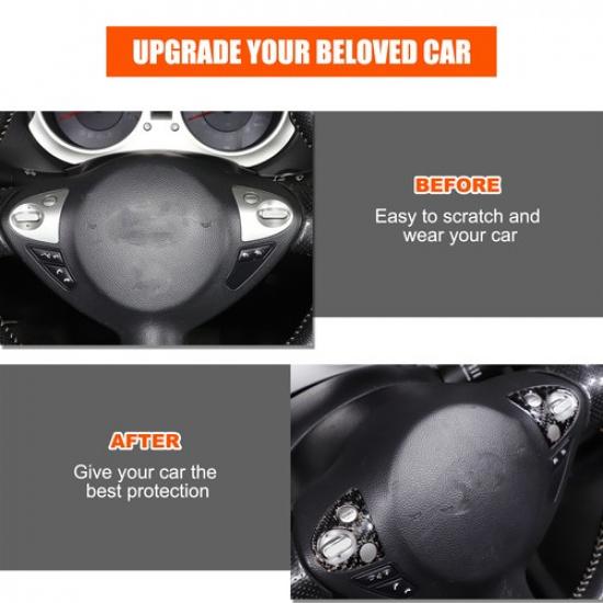 Soft Carbon Fiber Steering Wheel 4 Buttons Trim Sticker For Nissan Juke 2011-19