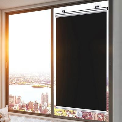 No Drilling Retractable Roller Window Shades Silver Coating Black Blackout Blind Shade Temporary Cover Curtain for Home Car