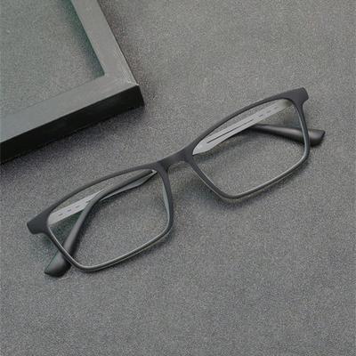 Retro Black Gray Square Frame Glasses Men'S Business Rubber Titanium Anti Blue Light Reading Glasses Diopter +100 +150 +200 +300