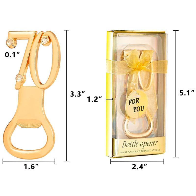 25Pcs Golden Bottle Openers, 40/60/70/80th Birthday Favors - Wedding Party Souvenirs Return Gifts for Guests