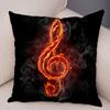 Vintage Music Note Pillowcase Decor Guitar Microphone Violin Printed Pillow Case for Home Sofa Soft Plush Cushion Cover 45x45cm