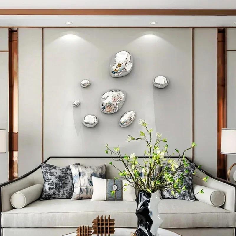 Abstract Three-dimensional Stone Wall Hanging Living Room Decoration Electroplating Simulation Stone Wall Hanging Interior Home