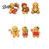 Quick Installation Tree Decor 6 Pcs Large Christmas Picks, Wooden Santa Snowman Gingerbread Ornaments, Xmas Outdoor Yard Signs Topper Decoration