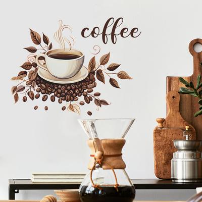 Creative Coffee Cup Self Adhesive Wall Sticker for Cafe Decor