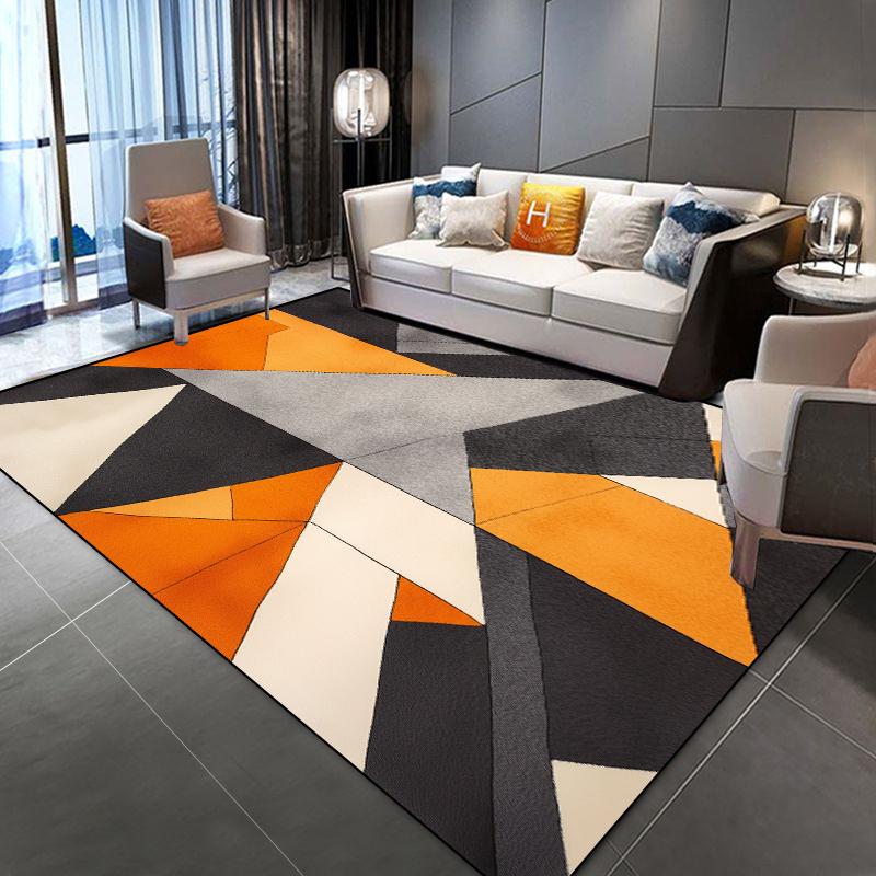 Dark Orange Decoration Carpet Living Room Simple Geometry Carpets Home Sofa Light Luxury Rugs Bedroom Bedside Soft Floor Mat