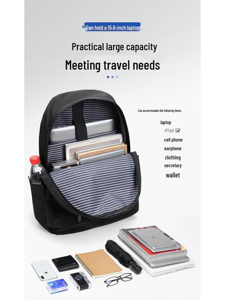 Men's Large Capacity Polyester Backpack for Junior High Students – Trendy, Casual, and Perfect for Travel or Computers