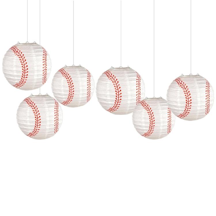 Unique and Colorful Baseball Paper Lampshade for Sport Party Decor Baseball Hanging Lampshade for Decoration
