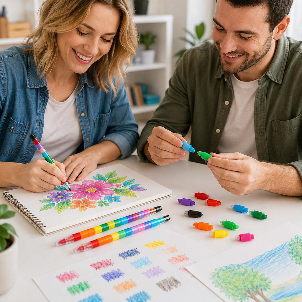 12 Color Multi- Connecting Crayons, Stackable Crayons for Kids and Supplies