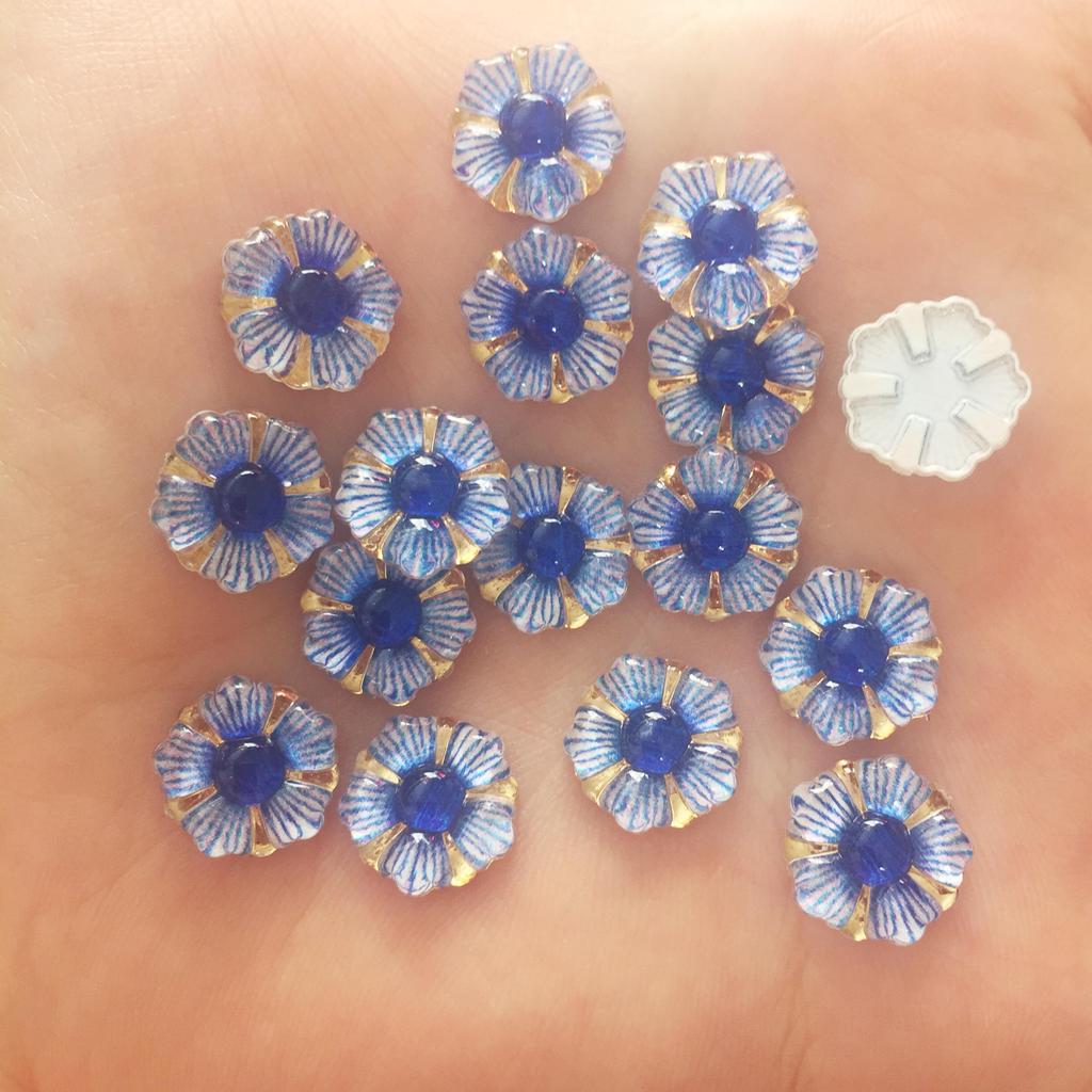 60pcs Shiny Resin 12mm Colorful Phnom Penh Flower Flatback Rhinestone Ornament DIY Wedding Appliques