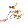 Artificial Loquat Fruit Branch Faux Yellow Burgundy Berry Stem with Green Leaves Fake Fruit Plant for Vase Home Table Floral Decor