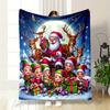 Santa and Elves with Reindeer print blanket soft and cozy perfect for the living room bed sofa or a nap,gift