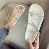 Fashion crystal flower band platform slippers women thick bottom beach slides female high heels flip flops transparent sandalias size 44