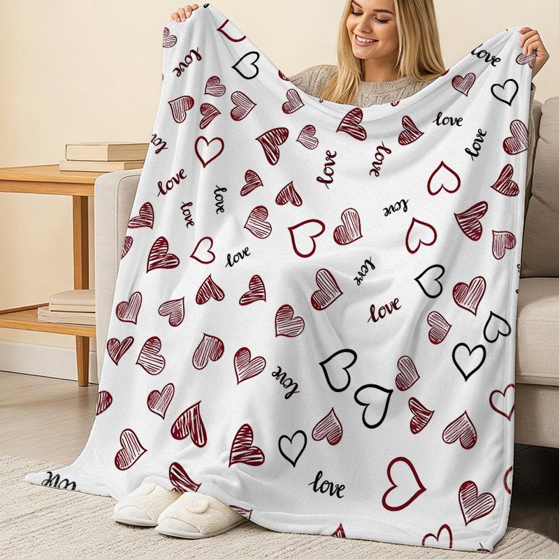 Heart Series Flannel Throw Blanket, High-Density Plush Soft & Skin-Friendly, Ideal for Home, Car & AC Use, Perfect Valentine's Day Gift