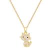 Full Diamond Cute Cat Suit Light Luxury Temperament Gorgeous Full Diamond Necklace Female Versatile Collarbone Titanium Steel Chain
