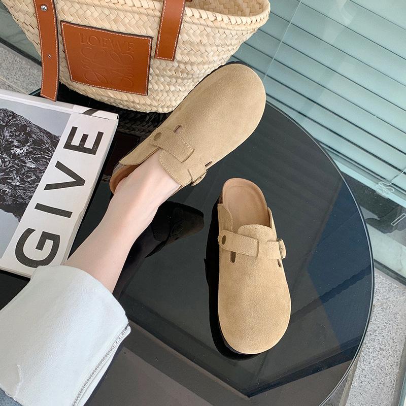 In-Stock Genuine Leather Birkenstock Shoes: Size 35-46, Closed-Toe, Cork Sole, Thick-Soled, Outdoor Slip-Ons.