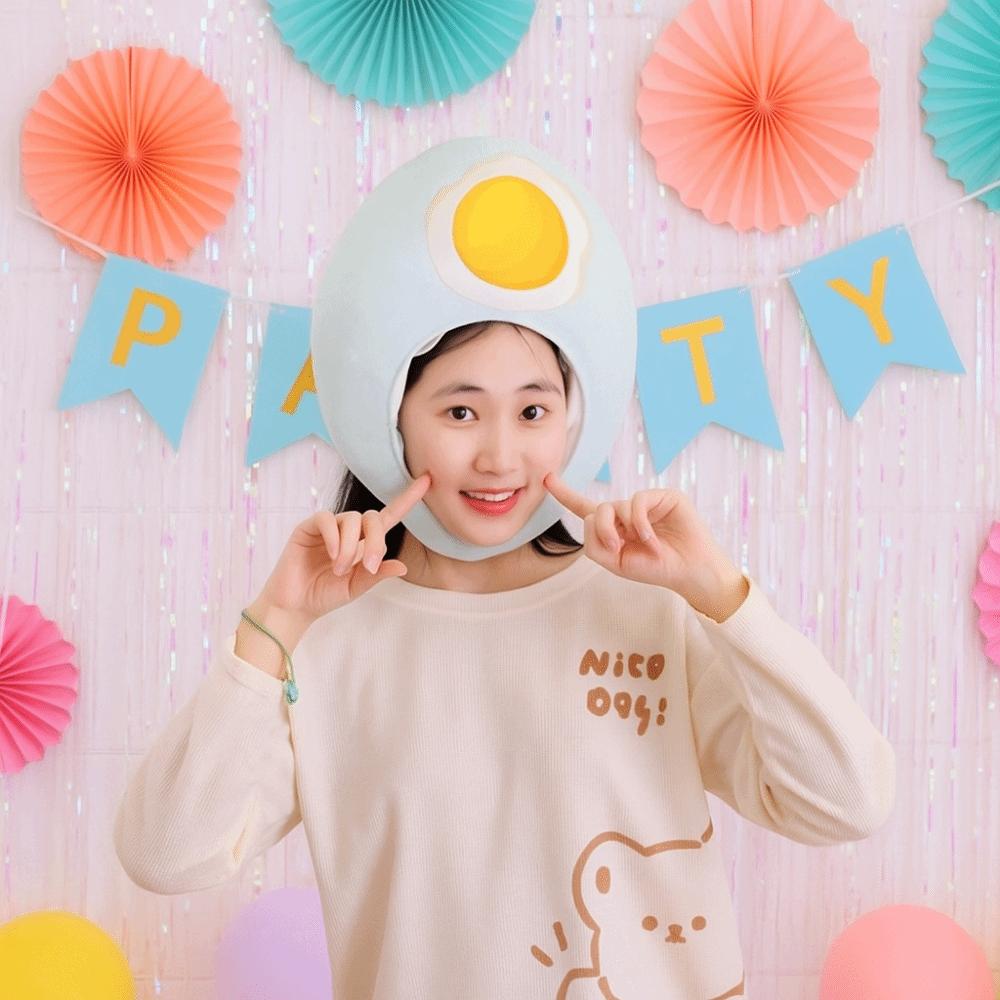 Plush Duck Egg Head Cover Unique Cartoon Head Cover Novelty Plush Head Cover  Photo Prop