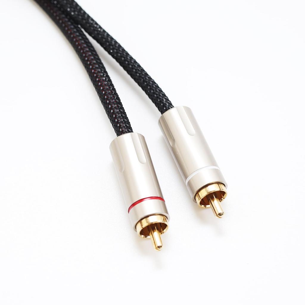 2RCA Audio Stereo Conversion Cable for Connection Kawaki High-Durability 3.5mm - Cable, 1m, Gold-Plated Connectors, Hi-Fi Amplifier/Speaker/PC