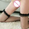 1 Pair Fishnet Thigh High Stockings Women Ruffled Lace Top Over Knee Socks Sexy Female Stay Up Hosiery Lingerie Clubwear