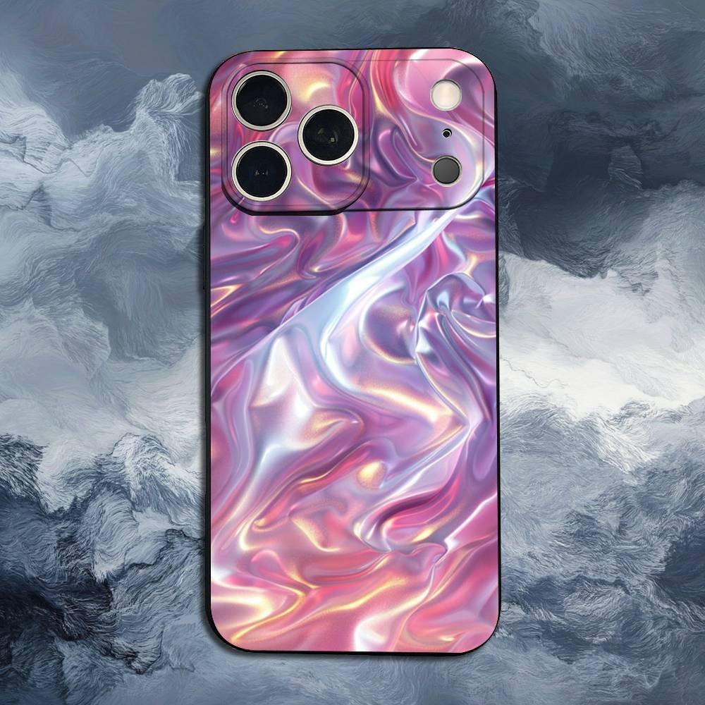 Rainbow Holographic Case For iPhone 15,16,12,14,17,13,11,Plus,Pro Max,8,7,XR,SE,XS,X,Mini,Soft Silicone Black