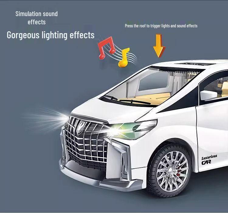 Alphard Model Six-Door Toy MPV: Children's Inertial Music Car & Luxury Baby Car Ornament