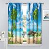Ocean Beach Curtains, 3D Tropical Ocean Landscape Palm Trees Beach Coastal Nature Scenery Print Window Treatments Drapes for Bed